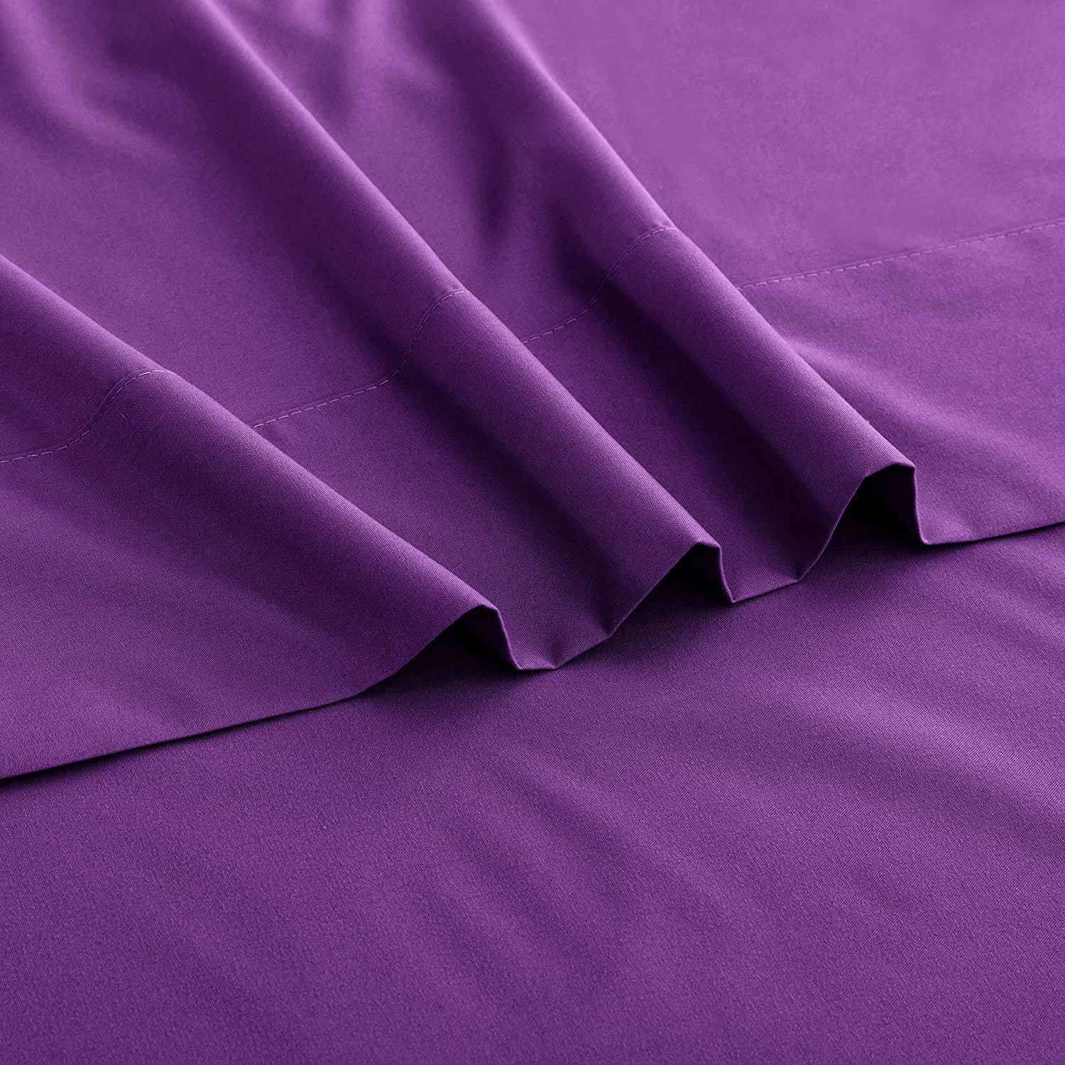 4 Piece Bed Sheet Set- Bedding Sheets & Pillowcases -Breathable Bedding - Wrinkle, Fade, Stain Resistant-Deep Pocket Flat Fitted Bed Sheet Set(Purple,King) - Image 4