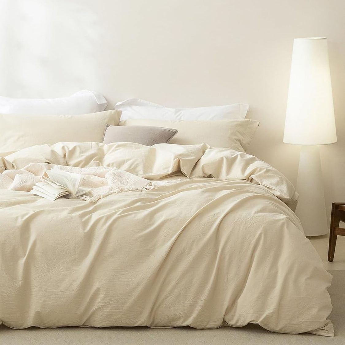 2 Piece Hotel Soft Microfiber Quilt Cover Set-2000TC Duvet/Donna Cover Set & Pillowcases -1 Quilt Cover Zipper Closure & 1 x Pillowcases-Breathable Bedding - Wrinkle, Fade, Stain Resistant(Cream White,King Single) - Image 2