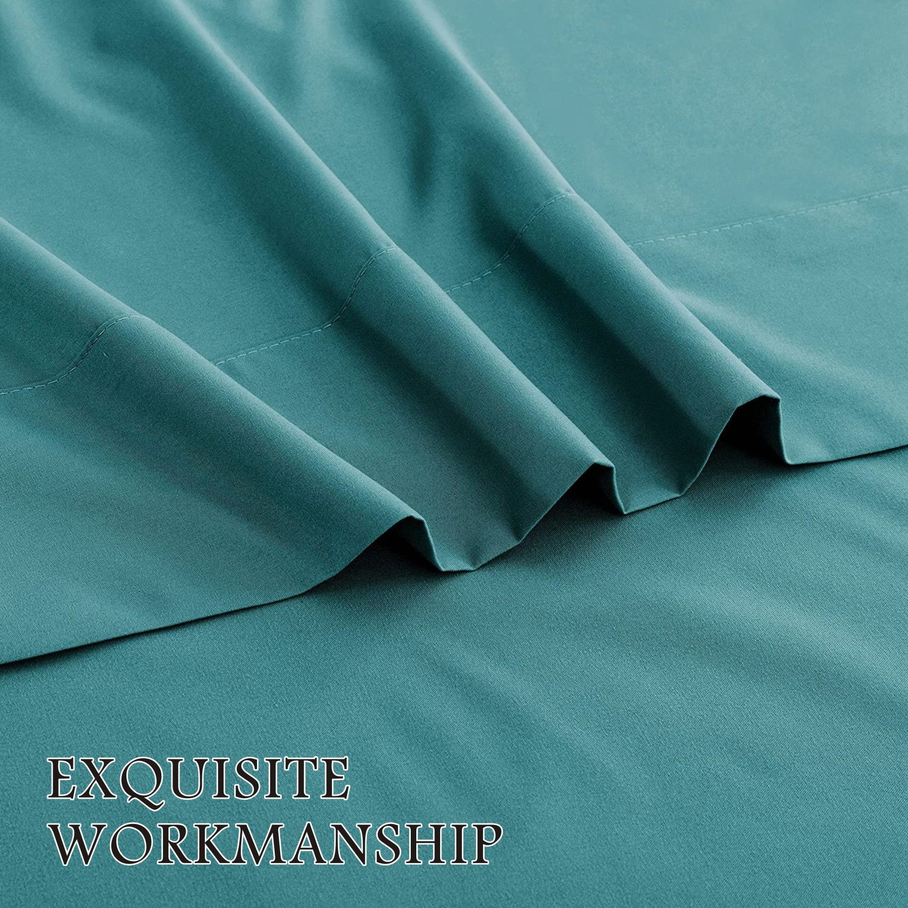 3 Piece Bed Sheet Set- Bedding Sheets & Pillowcases -Breathable Bedding - Wrinkle, Fade, Stain Resistant-Deep Pocket Flat Fitted Bed Sheet Set(Biscay blue,King Single) - Image 3