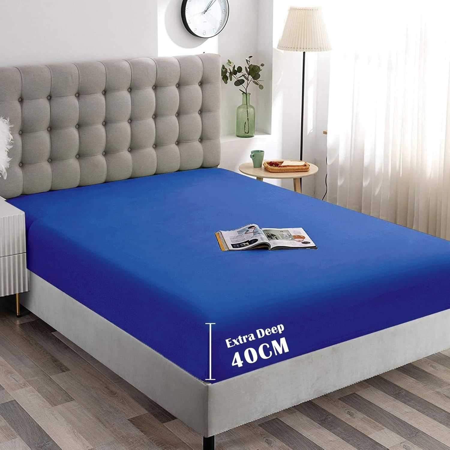 Hotel Quality Fitted Sheet - 1 Piece Fitted Sheet  -Breathable Bedding - Wrinkle, Fade, Stain Resistant- 16inch/40cm Deep Pocket Fitted Bed Sheet-Wrinkle and Fade Resistant,(Royal blue,King Single) - Image 1