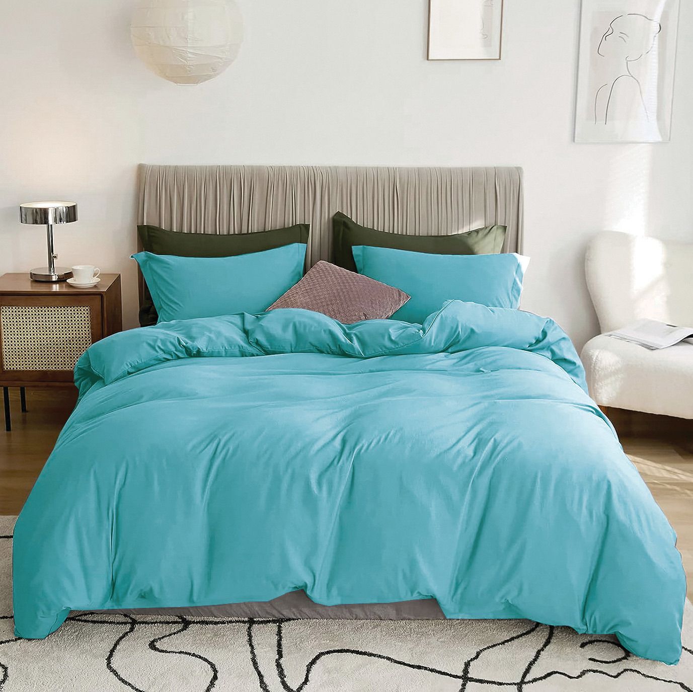 3 Piece Hotel Soft Microfiber Quilt Cover Set-2000TC Duvet/Donna Cover Set & Pillowcases -1 Quilt Cover Zipper Closure & 1 x Pillowcases-Breathable Bedding - Wrinkle, Fade, Stain Resistant(Ice Blue,Queen) - Image 1