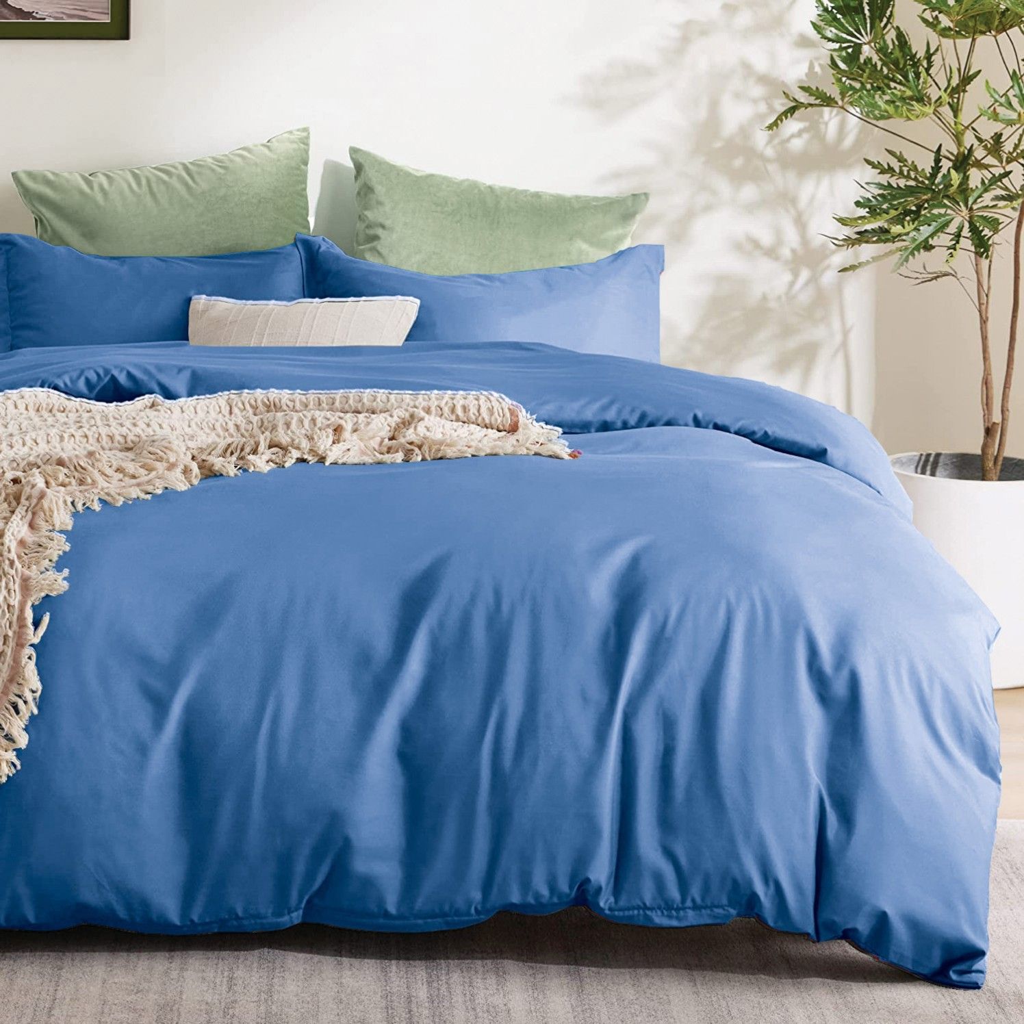 3 Piece Hotel Soft Microfiber Quilt Cover Set-2000TC Duvet/Donna Cover Set & Pillowcases -1 Quilt Cover Zipper Closure & 1 x Pillowcases-Breathable Bedding - Wrinkle, Fade, Stain Resistant(Ocean,Queen) - Image 5