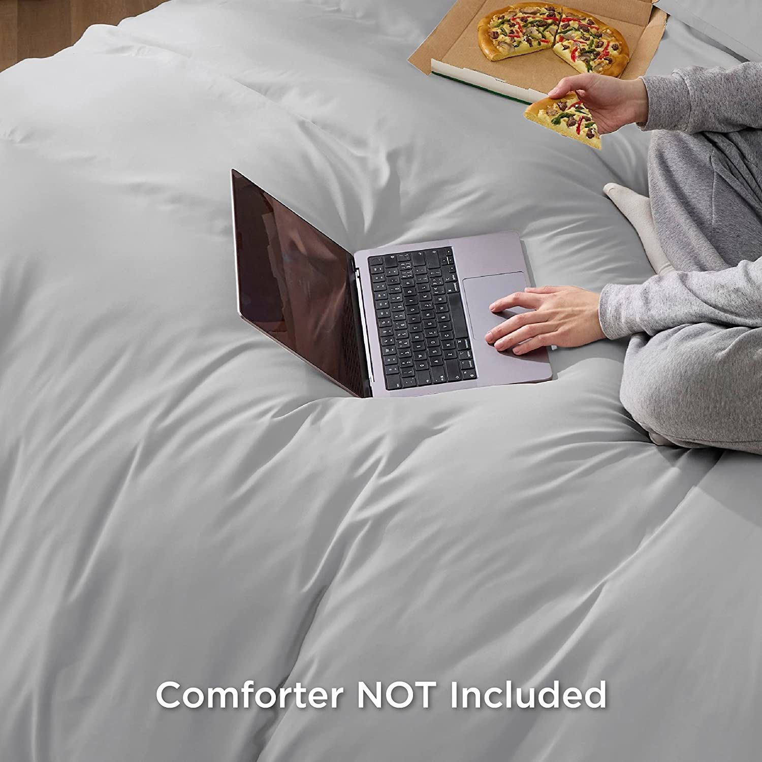 3 Piece Hotel Soft Microfiber Quilt Cover Set-2000TC Duvet/Donna Cover Set & Pillowcases -1 Quilt Cover Zipper Closure & 1 x Pillowcases-Breathable Bedding - Wrinkle, Fade, Stain Resistant(Silver-gray,Queen) - Image 6