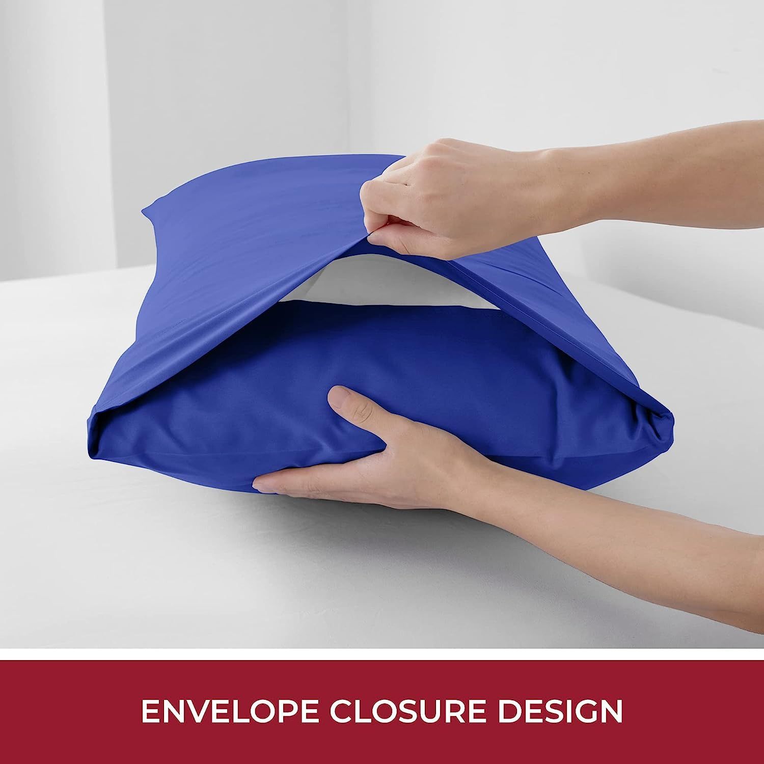 3 Piece Fitted Sheet Set- Fitted Sheet & Pillowcases -Breathable Bedding - Wrinkle, Fade, Stain Resistant- 40cm Deep Pocket Fitted Bed Sheet Set(Royal blue,Queen) - Image 4