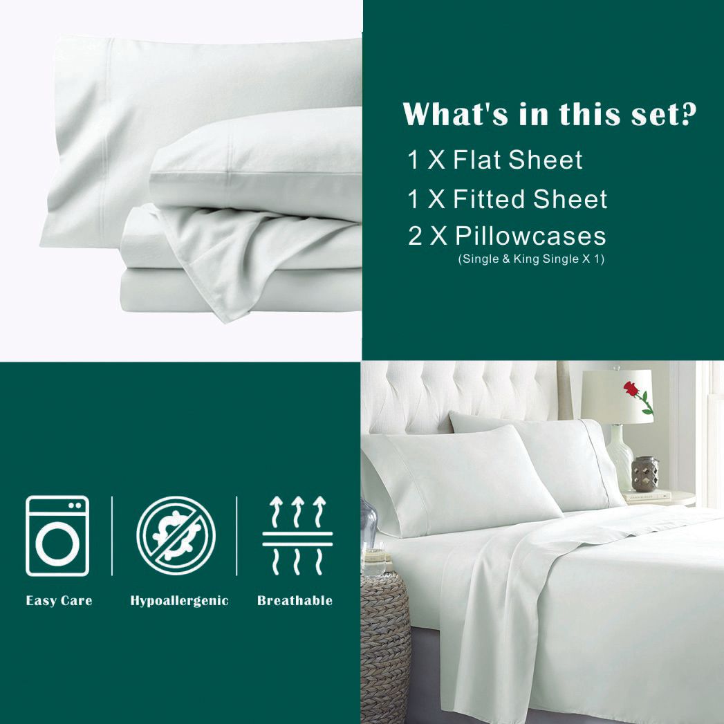4 Piece Bed Sheet Set- Bedding Sheets & Pillowcases -Breathable Bedding - Wrinkle, Fade, Stain Resistant-Deep Pocket Flat Fitted Bed Sheet Set(Raw white,Queen) - Image 6