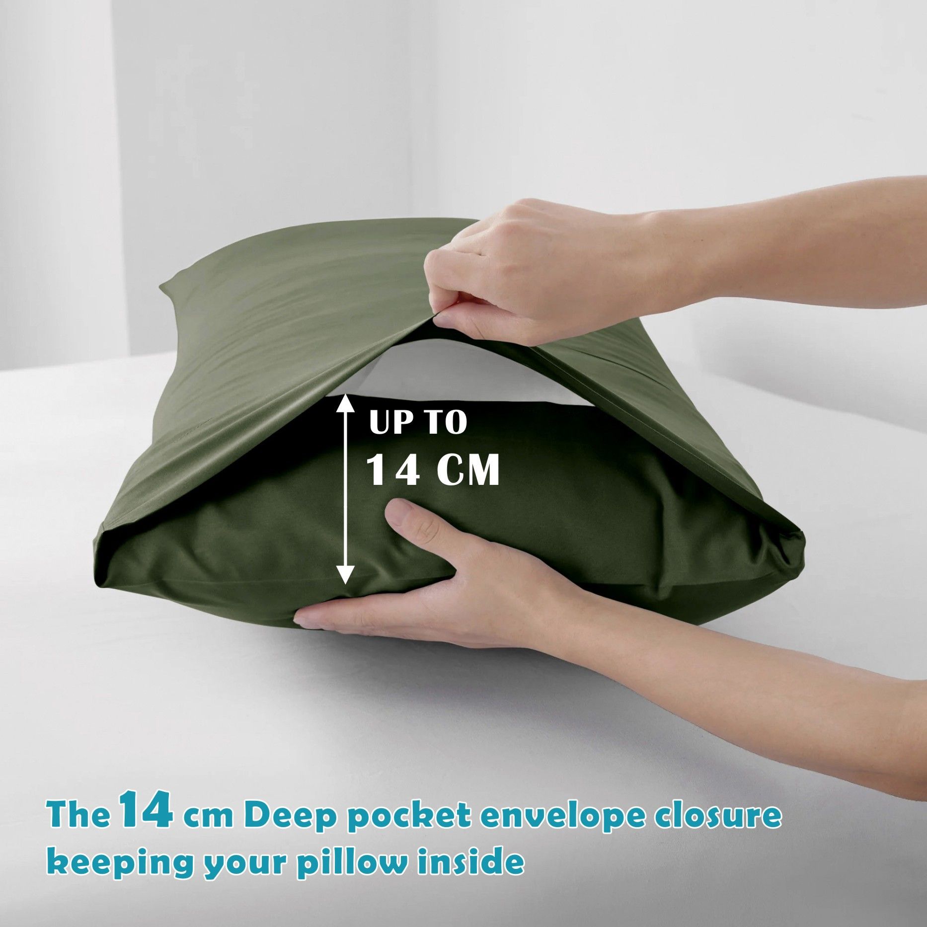 4 Piece Bed Sheet Set- Bedding Sheets & Pillowcases -Breathable Bedding - Wrinkle, Fade, Stain Resistant-Deep Pocket Flat Fitted Bed Sheet Set(Olive green,Queen) - Image 4