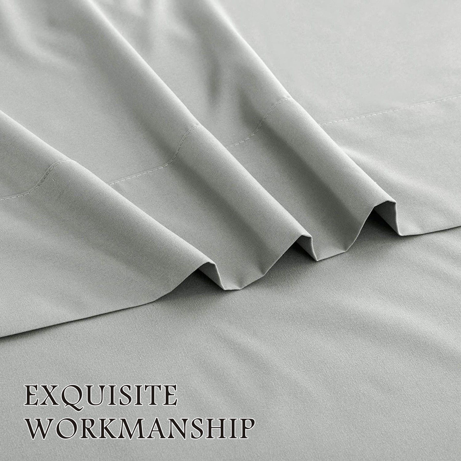 4 Piece Bed Sheet Set- Bedding Sheets & Pillowcases -Breathable Bedding - Wrinkle, Fade, Stain Resistant-Deep Pocket Flat Fitted Bed Sheet Set(Silver-gray,Queen) - Image 3
