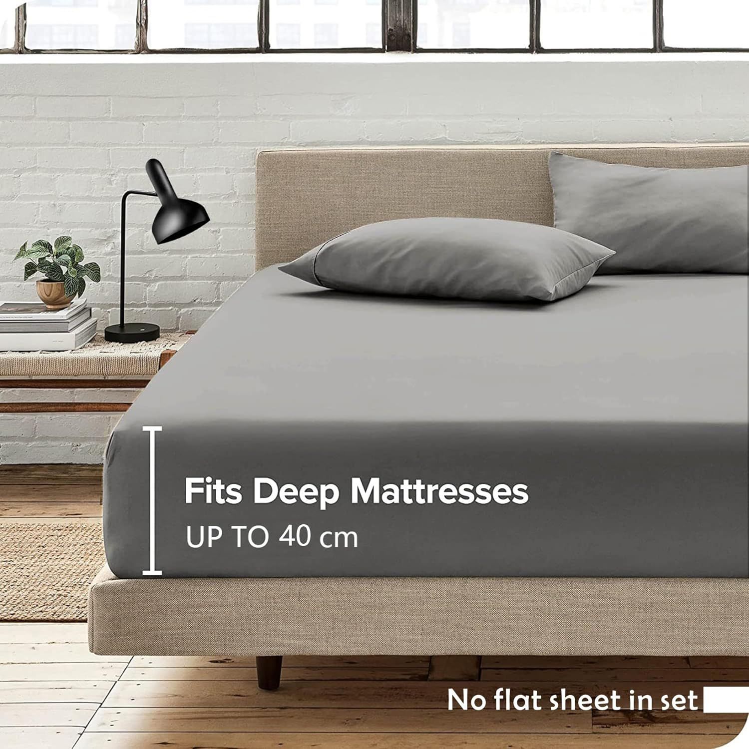 Hotel Quality Fitted Sheet - 1 Piece Fitted Sheet  -Breathable Bedding - Wrinkle, Fade, Stain Resistant- 16inch/40cm Deep Pocket Fitted Bed Sheet-Wrinkle and Fade Resistant,(Grey,Queen) - Image 3