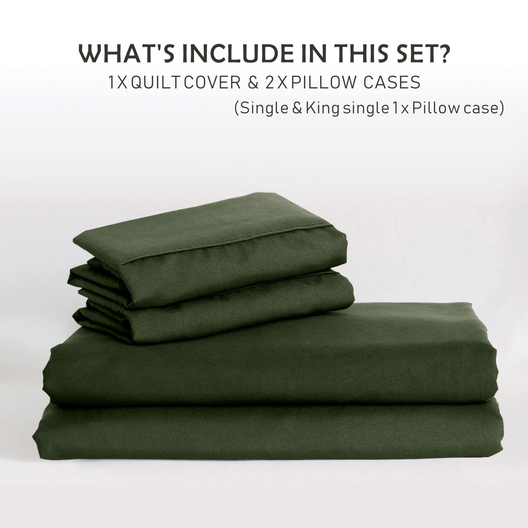 2 Piece Hotel Soft Microfiber Quilt Cover Set-2000TC Duvet/Donna Cover Set & Pillowcases -1 Quilt Cover Zipper Closure & 1 x Pillowcases-Breathable Bedding - Wrinkle, Fade, Stain Resistant(Olive green,Single) - Image 6