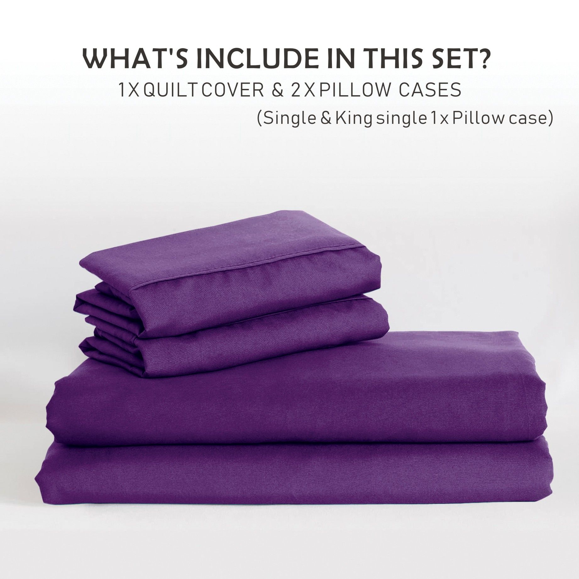 2 Piece Hotel Soft Microfiber Quilt Cover Set-2000TC Duvet/Donna Cover Set & Pillowcases -1 Quilt Cover Zipper Closure & 1 x Pillowcases-Breathable Bedding - Wrinkle, Fade, Stain Resistant(Purple,Single) - Image 6