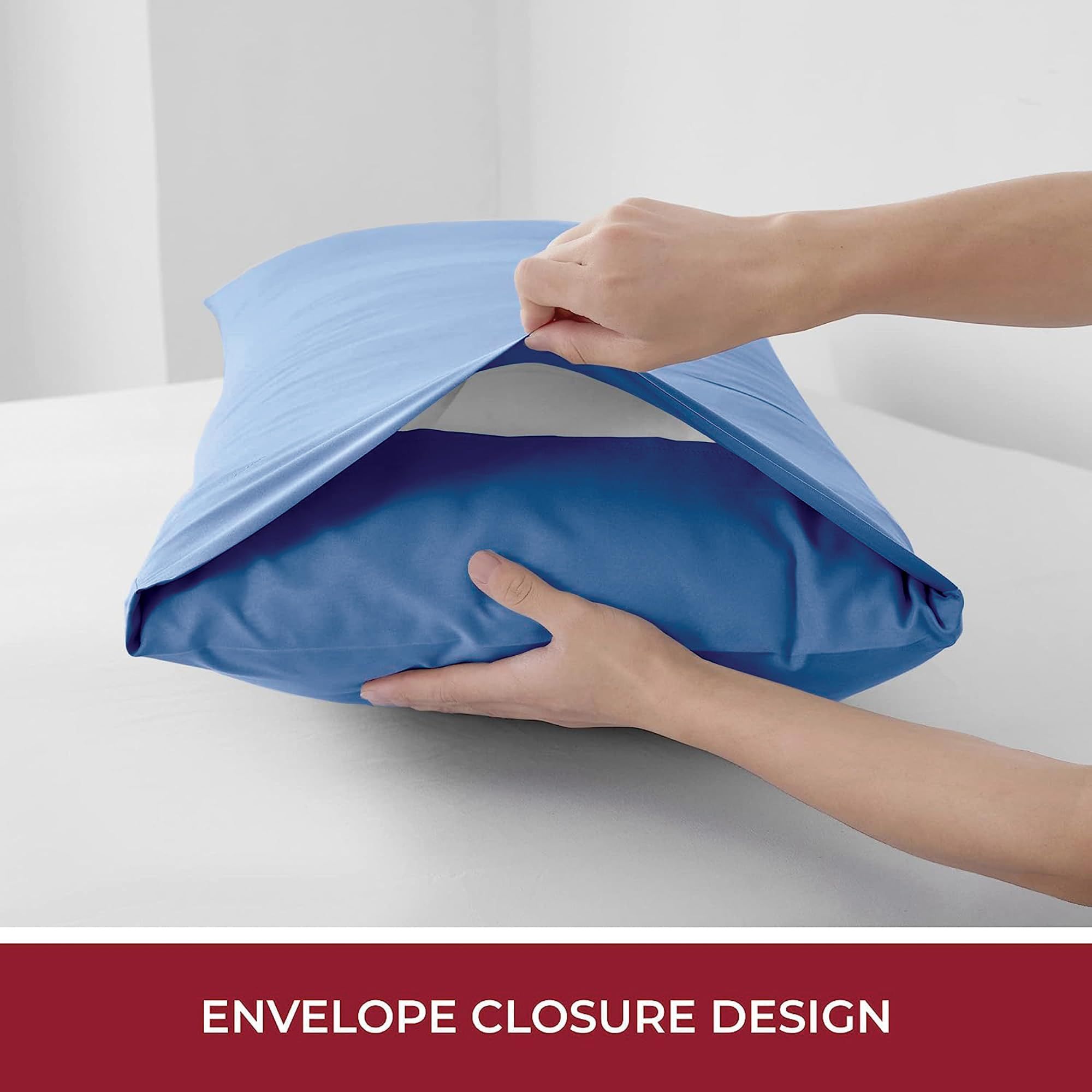 2 Piece Fitted Sheet Set- Fitted Sheet & Pillowcases -Breathable Bedding - Wrinkle, Fade, Stain Resistant- 40cm Deep Pocket Fitted Bed Sheet Set(Ocean,Single) - Image 4