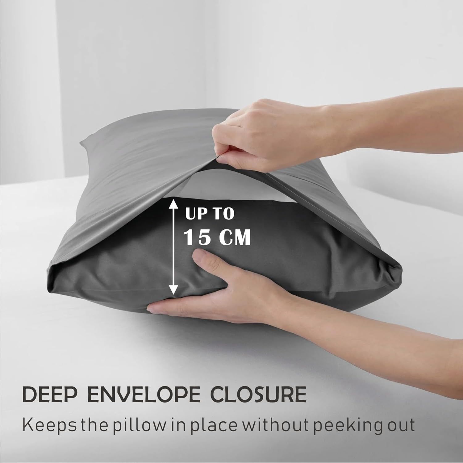 2 Piece Fitted Sheet Set- Fitted Sheet & Pillowcases -Breathable Bedding - Wrinkle, Fade, Stain Resistant- 40cm Deep Pocket Fitted Bed Sheet Set(Grey,Single) - Image 4