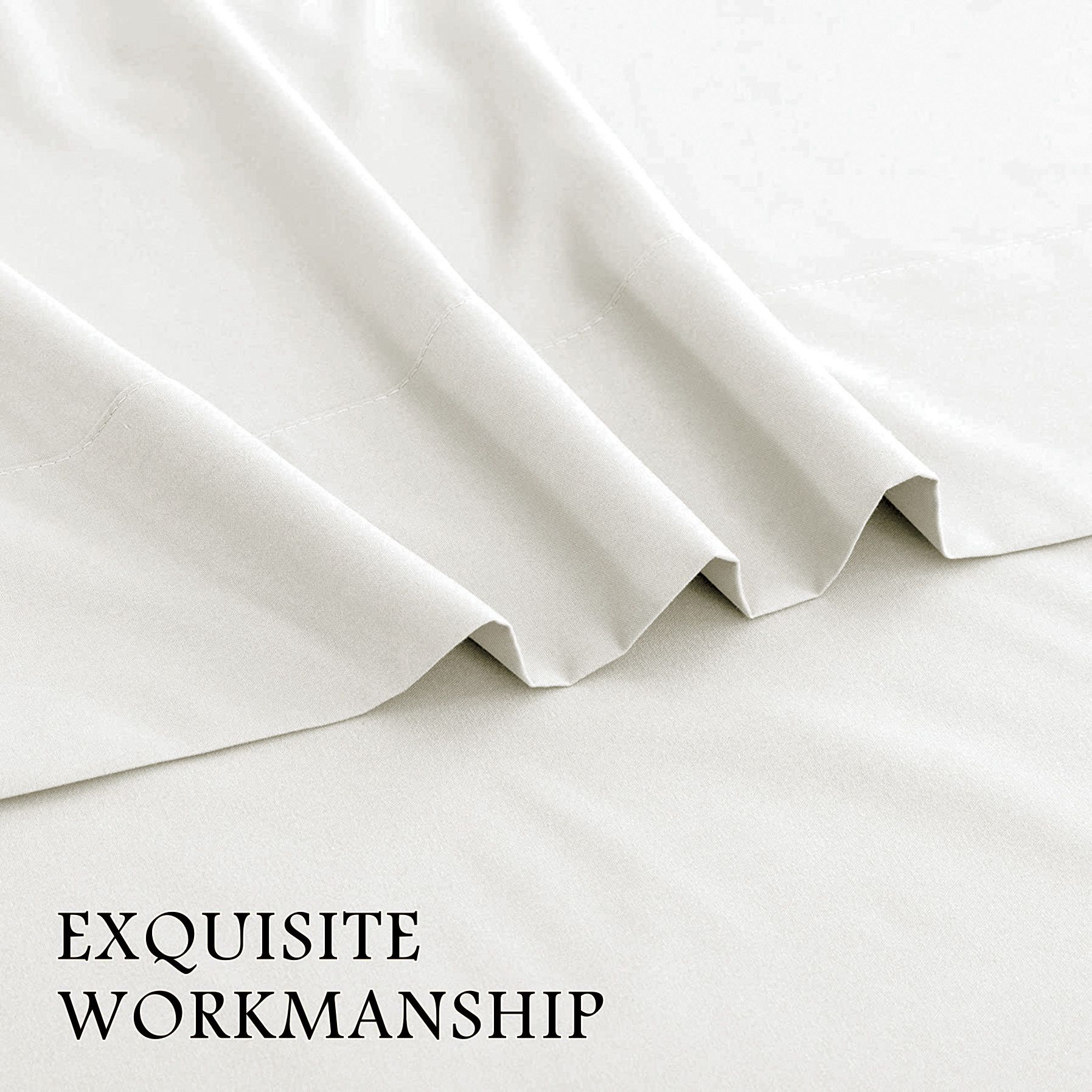3 Piece Bed Sheet Set- Bedding Sheets & Pillowcases -Breathable Bedding - Wrinkle, Fade, Stain Resistant-Deep Pocket Flat Fitted Bed Sheet Set(Raw white,Single) - Image 4