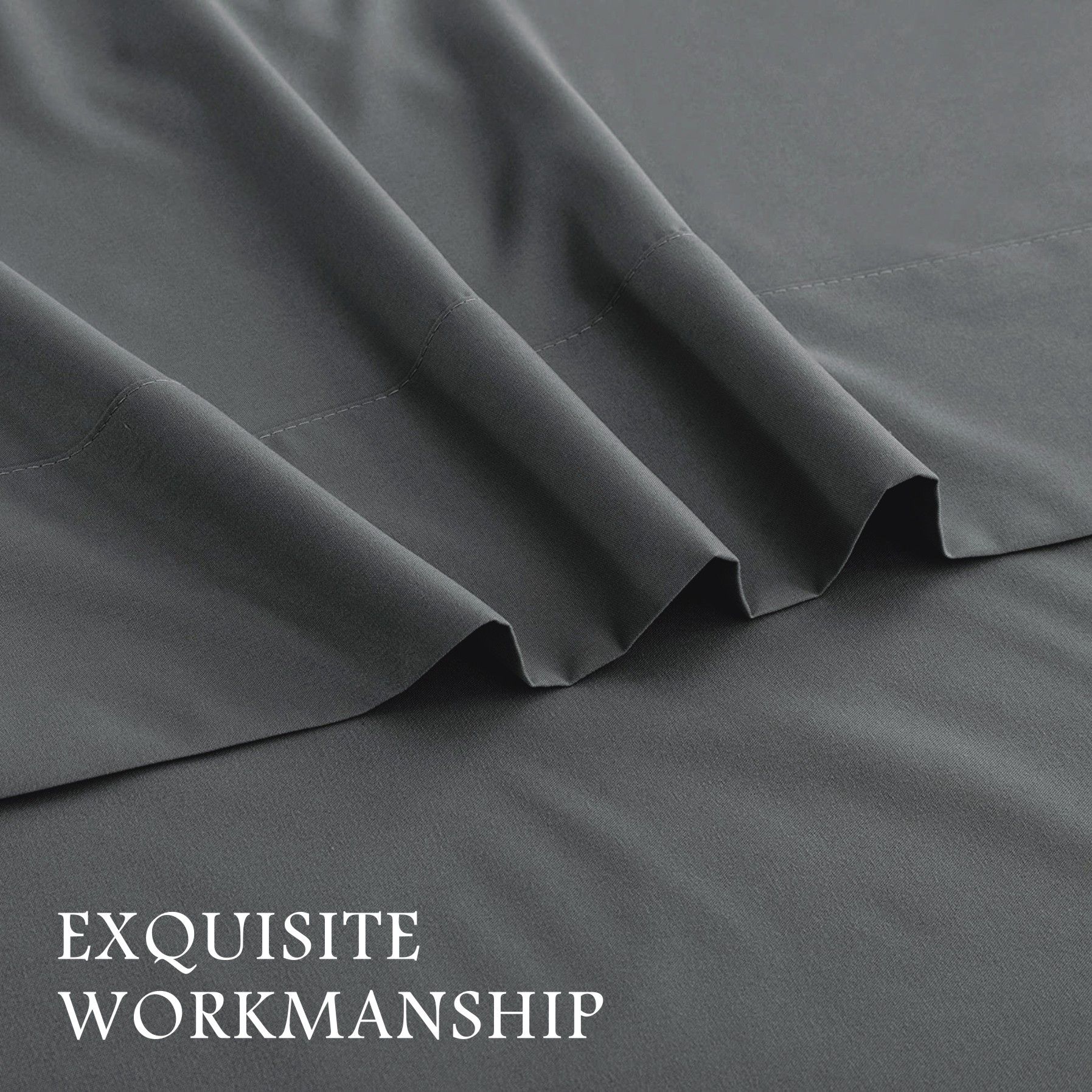3 Piece Bed Sheet Set- Bedding Sheets & Pillowcases -Breathable Bedding - Wrinkle, Fade, Stain Resistant-Deep Pocket Flat Fitted Bed Sheet Set(Dark gray,Single) - Image 3