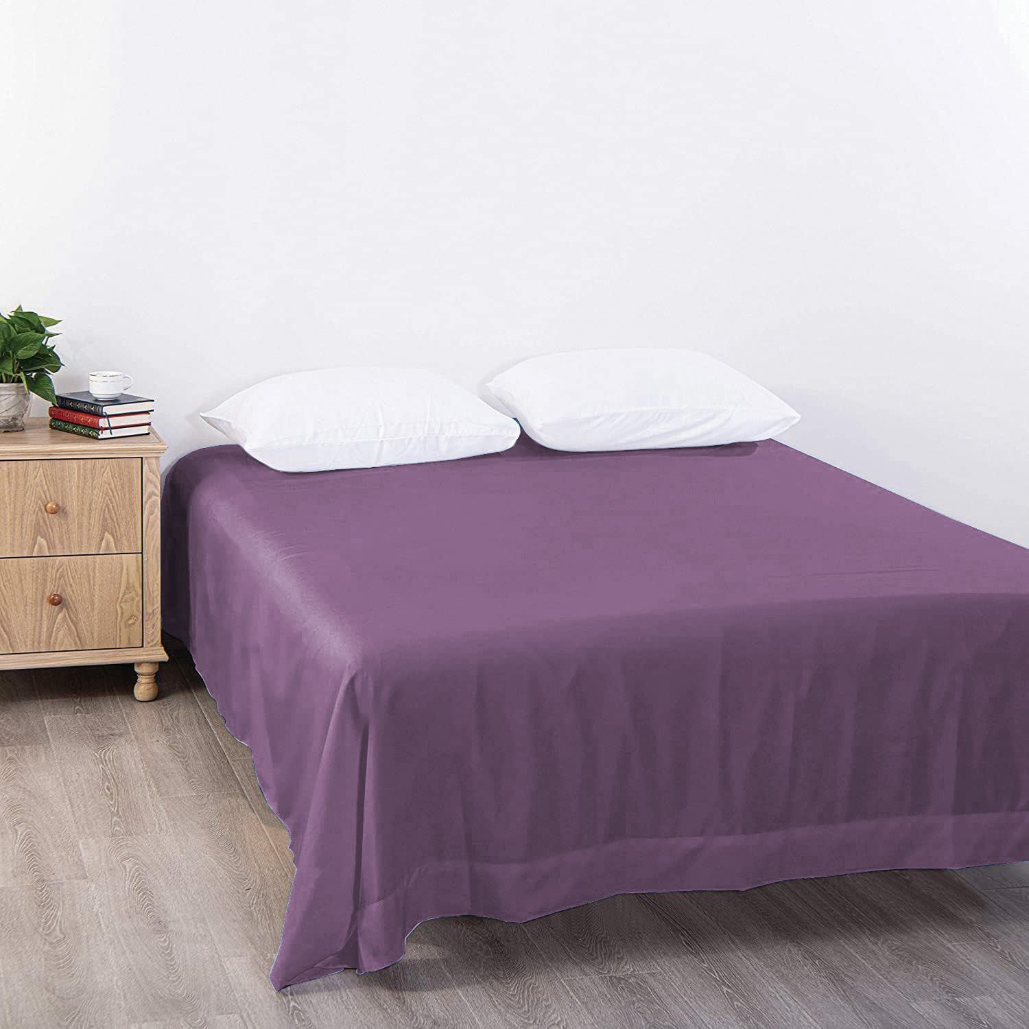 Elegant Comfort Premium Hotel Quality 1-Piece Single Flat Sheet, Luxury and Softest 2000 Thread Count Bedding Flat Sheet(Single,Purple) - Image 2