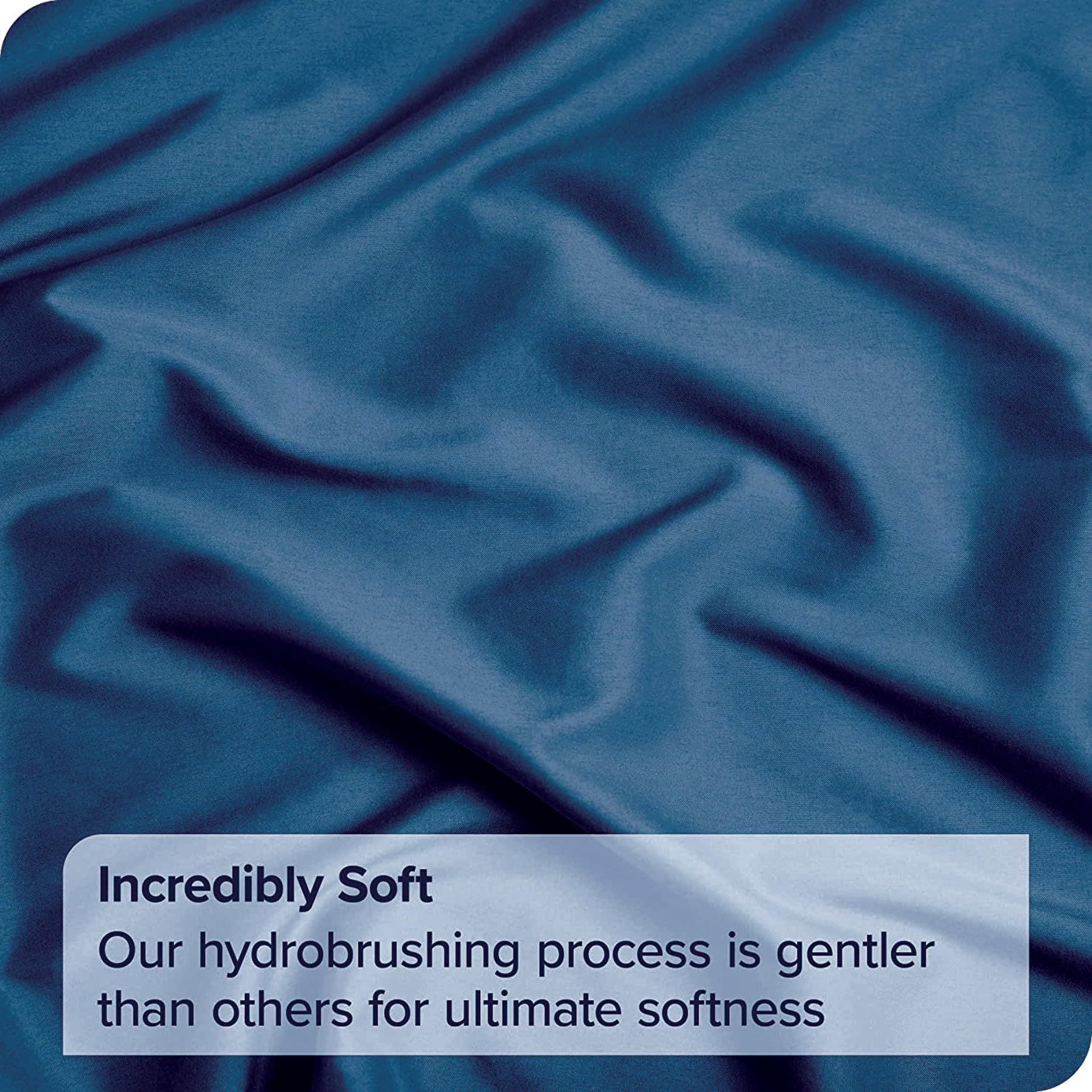 3 Piece Fitted Sheet Set- Fitted Sheet & Pillowcases -Breathable Bedding - Wrinkle, Fade, Stain Resistant- 40cm Deep Pocket Fitted Bed Sheet Set(Navy,Super King) - Image 7