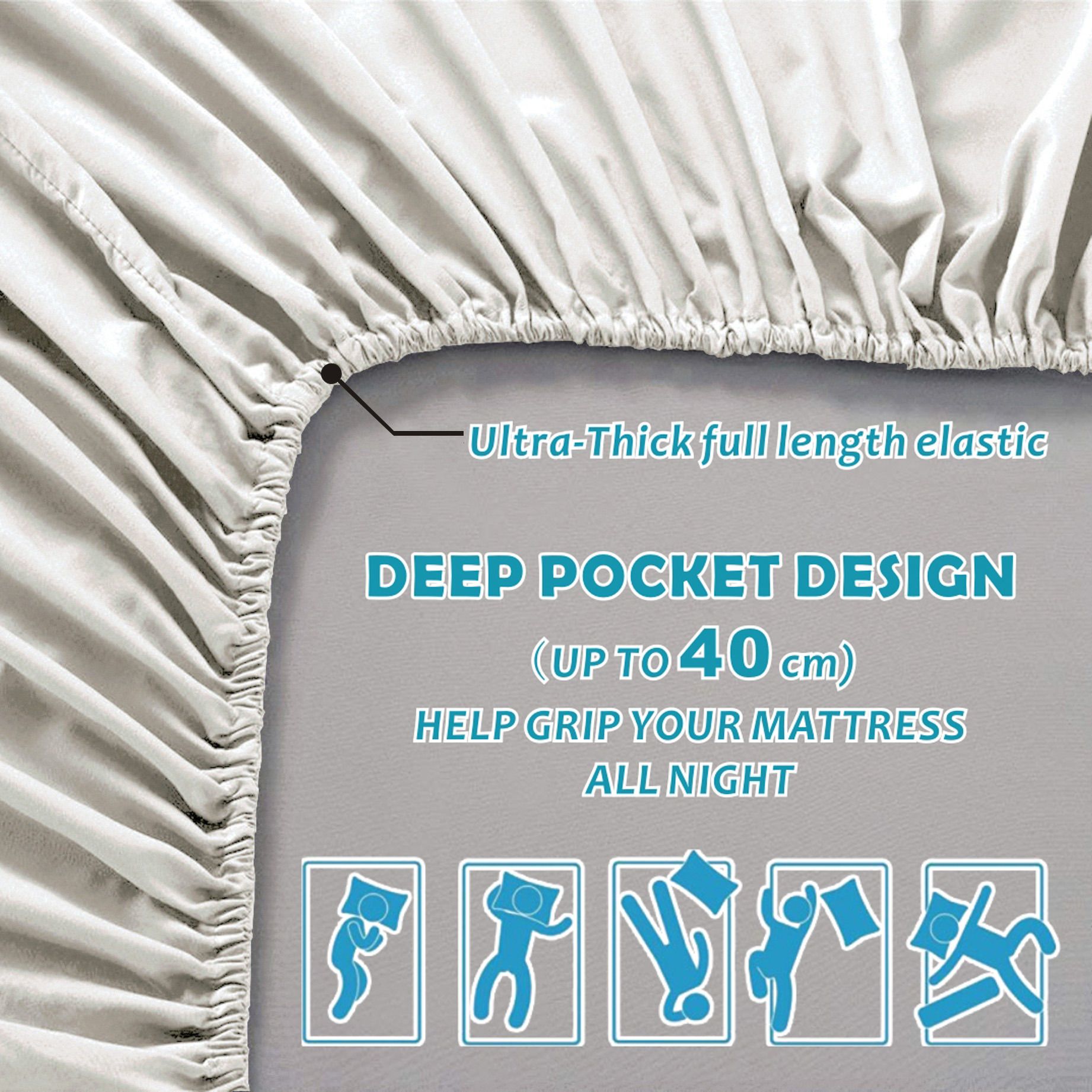 4 Piece Bed Sheet Set- Bedding Sheets & Pillowcases -Breathable Bedding - Wrinkle, Fade, Stain Resistant-Deep Pocket Flat Fitted Bed Sheet Set(Raw white,Super King) - Image 2