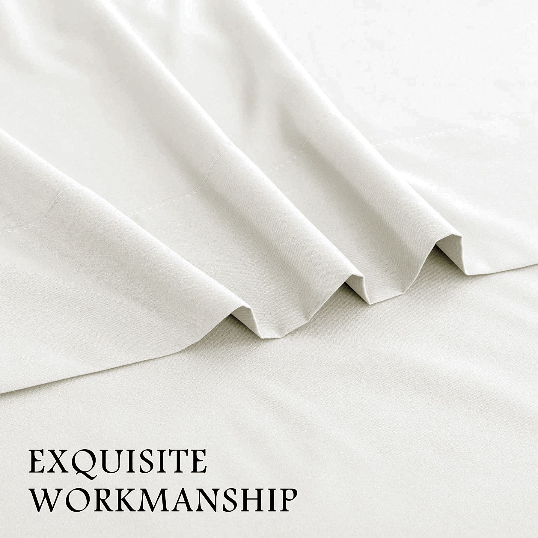 4 Piece Bed Sheet Set- Bedding Sheets & Pillowcases -Breathable Bedding - Wrinkle, Fade, Stain Resistant-Deep Pocket Flat Fitted Bed Sheet Set(Raw white,Super King) - Image 4
