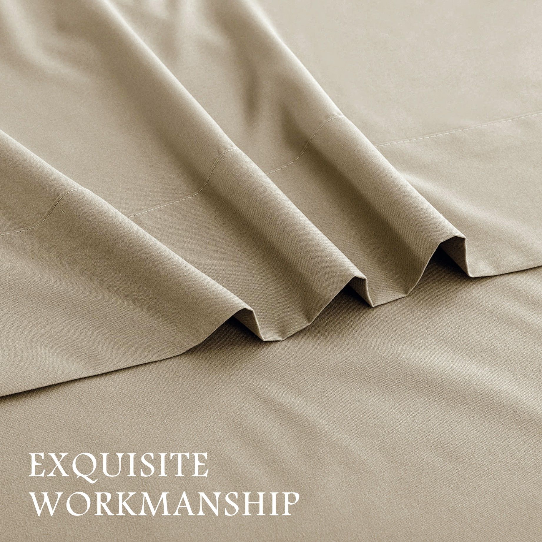 4 Piece Bed Sheet Set- Bedding Sheets & Pillowcases -Breathable Bedding - Wrinkle, Fade, Stain Resistant-Deep Pocket Flat Fitted Bed Sheet Set(Cream White,Super King) - Image 3