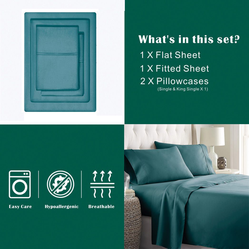 4 Piece Bed Sheet Set- Bedding Sheets & Pillowcases -Breathable Bedding - Wrinkle, Fade, Stain Resistant-Deep Pocket Flat Fitted Bed Sheet Set(Biscay blue,Super King) - Image 7