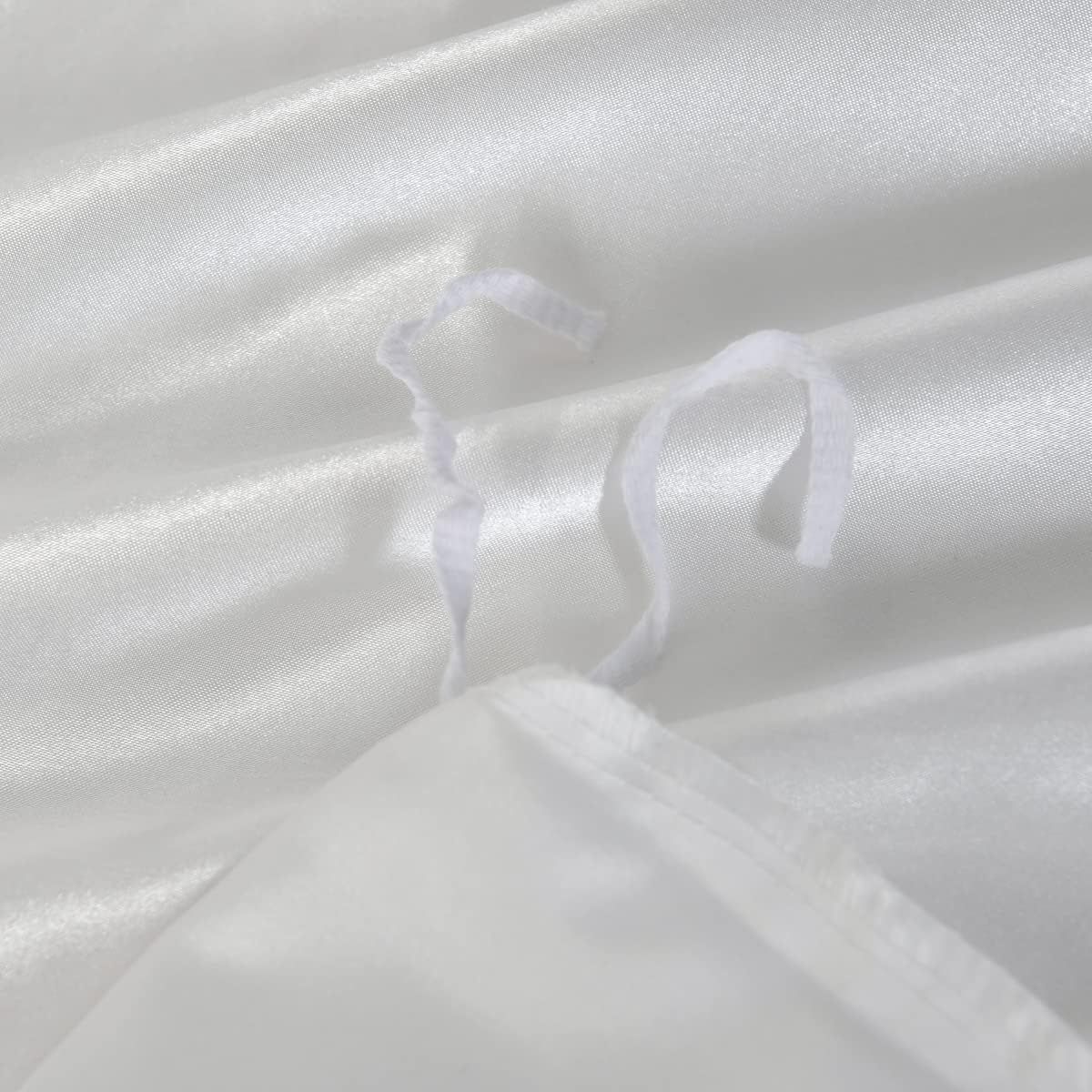 Satin Quilt cover Set Hotel 3 Pieces Quilt cover with Pillowcase, Art Silk Bedding Set-Luxury Soft Silky pillowcase for Hair and Skin, Similar to Silk Duvet/Donna Cover Set- 3 Pieces(Double,White) - Image 3