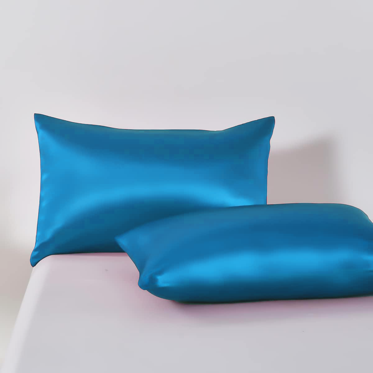 Satin Quilt cover Set Hotel 3 Pieces Quilt cover with Pillowcase, Art Silk Bedding Set-Luxury Soft Silky pillowcase for Hair and Skin, Similar to Silk Duvet/Donna Cover Set- 3 Pieces(Double,Ocean) - Image 3