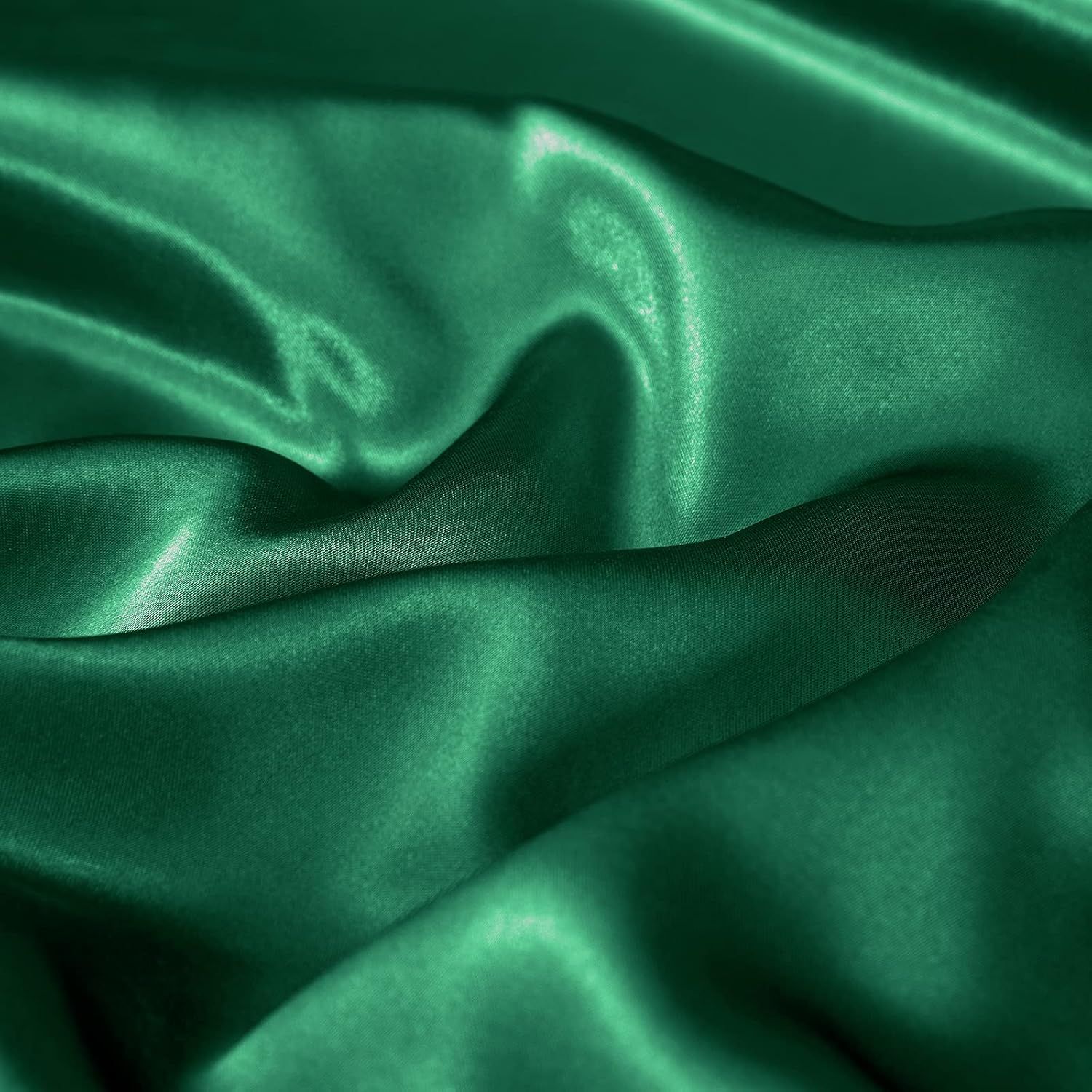 Satin Quilt cover Set Hotel 3 Pieces Quilt cover with Pillowcase, Art Silk Bedding Set-Luxury Soft Silky pillowcase for Hair and Skin, Similar to Silk Duvet/Donna Cover Set- 3 Pieces(Double,Green) - Image 6