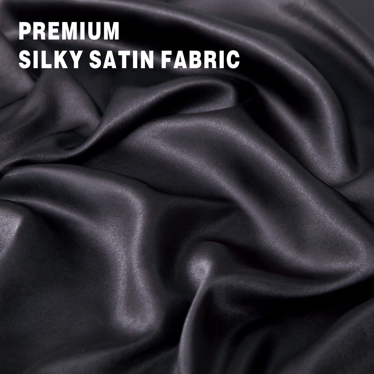 Art Silk Satin Sheet Set Hotel 4 Pieces Fitted/Flat Sheet Bedding Set-Luxury Soft Silky Sheets for Hair and Skin, Similar to Silk Bed Sheets Set 4 Pieces(King,Black) - Image 2