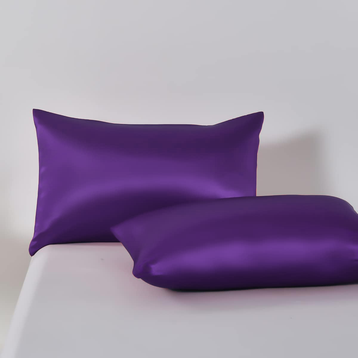 Satin Quilt cover Set Hotel 3 Pieces Quilt cover with Pillowcase, Art Silk Bedding Set-Luxury Soft Silky pillowcase for Hair and Skin, Similar to Silk Duvet/Donna Cover Set- 3 Pieces(Queen,Purple) - Image 3