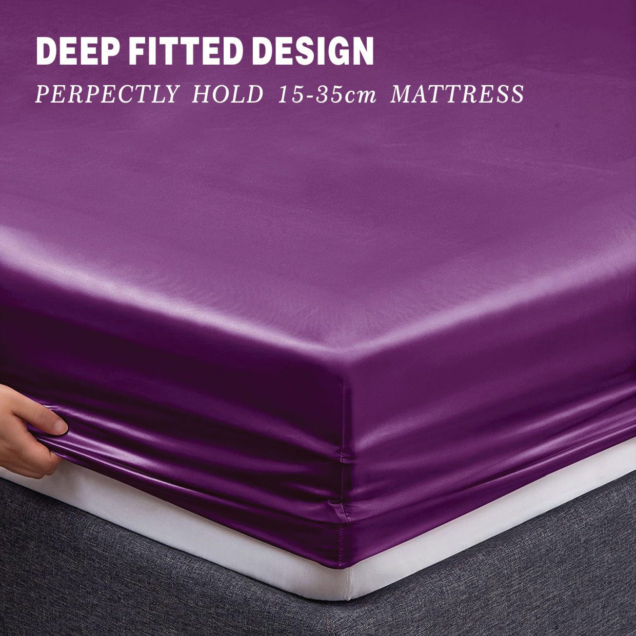 Art Silk Satin Sheet Set Hotel 4 Pieces Fitted/Flat Sheet Bedding Set-Luxury Soft Silky Sheets for Hair and Skin, Similar to Silk Bed Sheets Set 4 Pieces(Queen,Purple) - Image 3