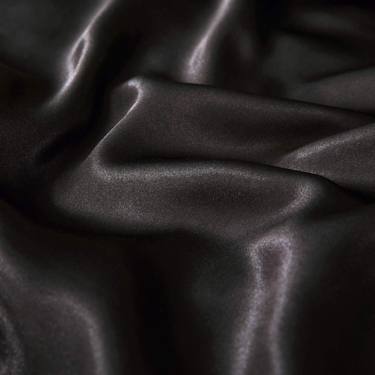 Satin Quilt cover Set Hotel 3 Pieces Quilt cover with Pillowcase, Art Silk Bedding Set-Luxury Soft Silky pillowcase for Hair and Skin, Similar to Silk Duvet/Donna Cover Set- 3 Pieces(Super King,Black) - Image 6