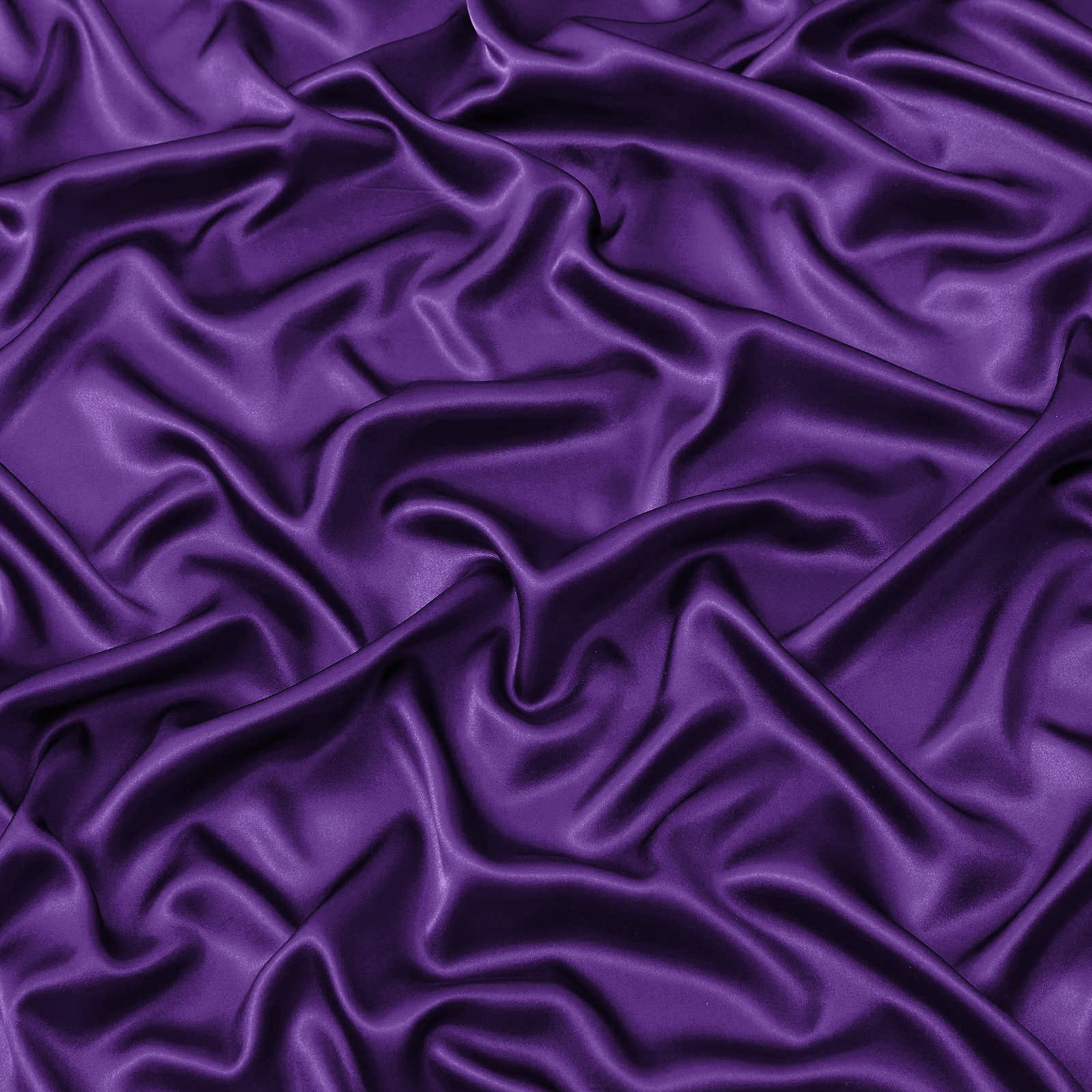 Satin Fitted Sheet Set Hotel 3 Pieces Fitted Sheet with Pillowcase, Art Silk Bedding Set-Luxury Soft Silky Sheets for Hair and Skin, Similar to Silk Fitted Sheets Set 3 Pieces(Super King,Purple) - Image 3
