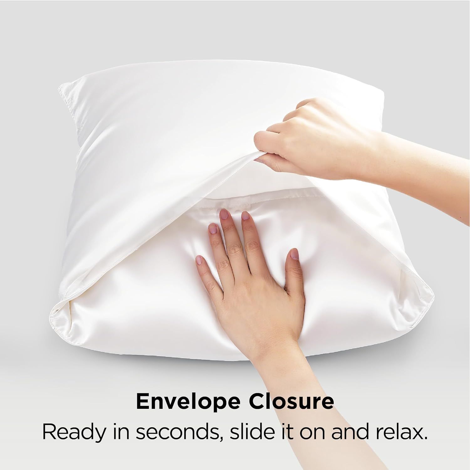 Silk Pillowcase for Hair and Skin Mulberry Silk Pillowcase Soft Breathable Smooth Both Sided Natural Silk Pillowcase with Envelope pocket Beauty Sleep Silk Pillow Case for Gift (2 Pack, Standard, White) - Image 4