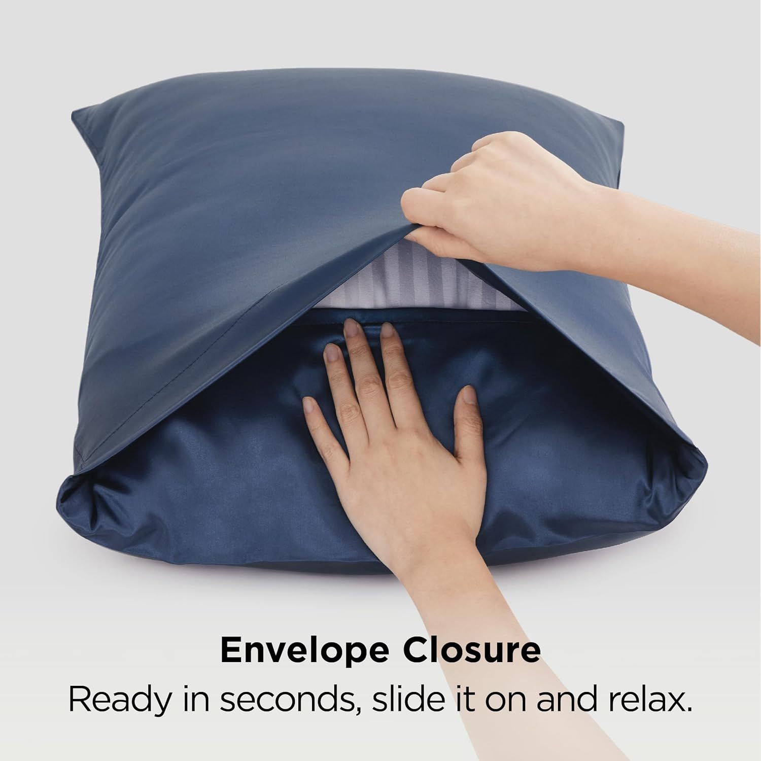Silk Pillowcase for Hair and Skin Mulberry Silk Pillowcase Soft Breathable Smooth Both Sided Natural Silk Pillowcase with Envelope pocket Beauty Sleep Silk Pillow Case for Gift (2 Pack, Standard, Navy) - Image 4