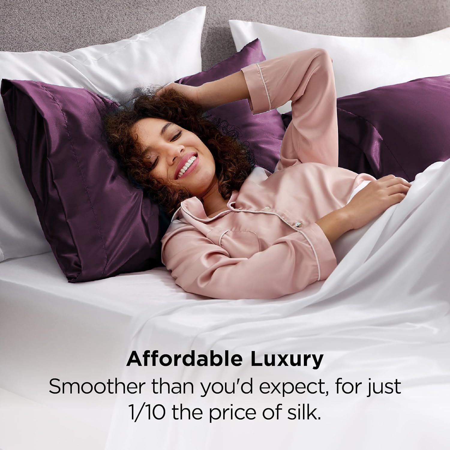 Silk Pillowcase for Hair and Skin Mulberry Silk Pillowcase Soft Breathable Smooth Both Sided Natural Silk Pillowcase with Envelope pocket Beauty Sleep Silk Pillow Case for Gift (2 Pack, Standard, Purple) - Image 3