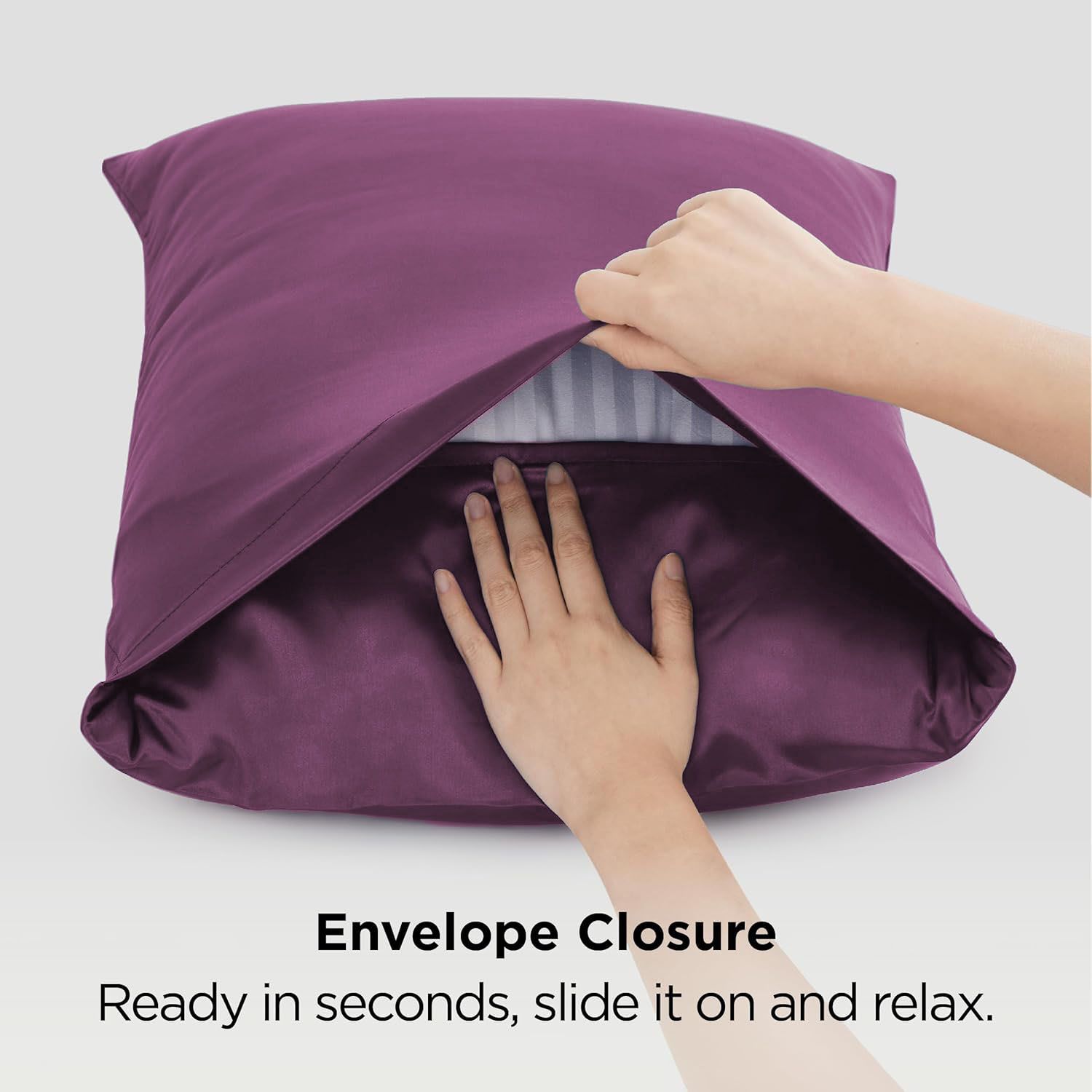 Silk Pillowcase for Hair and Skin Mulberry Silk Pillowcase Soft Breathable Smooth Both Sided Natural Silk Pillowcase with Envelope pocket Beauty Sleep Silk Pillow Case for Gift (2 Pack, Standard, Purple) - Image 4