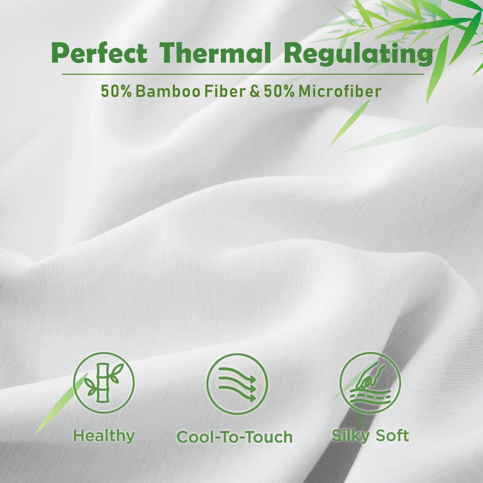 3 Piece Hotel Bamboo Cooling Fitted Sheet Set & Pillowcase -Ultra Soft 2000TC Breathable Fitted Bed Sheets Set with 37 Centimetre Deep Pocket-Cooling Sheets for Hot Sleepers(White,King) - Image 3