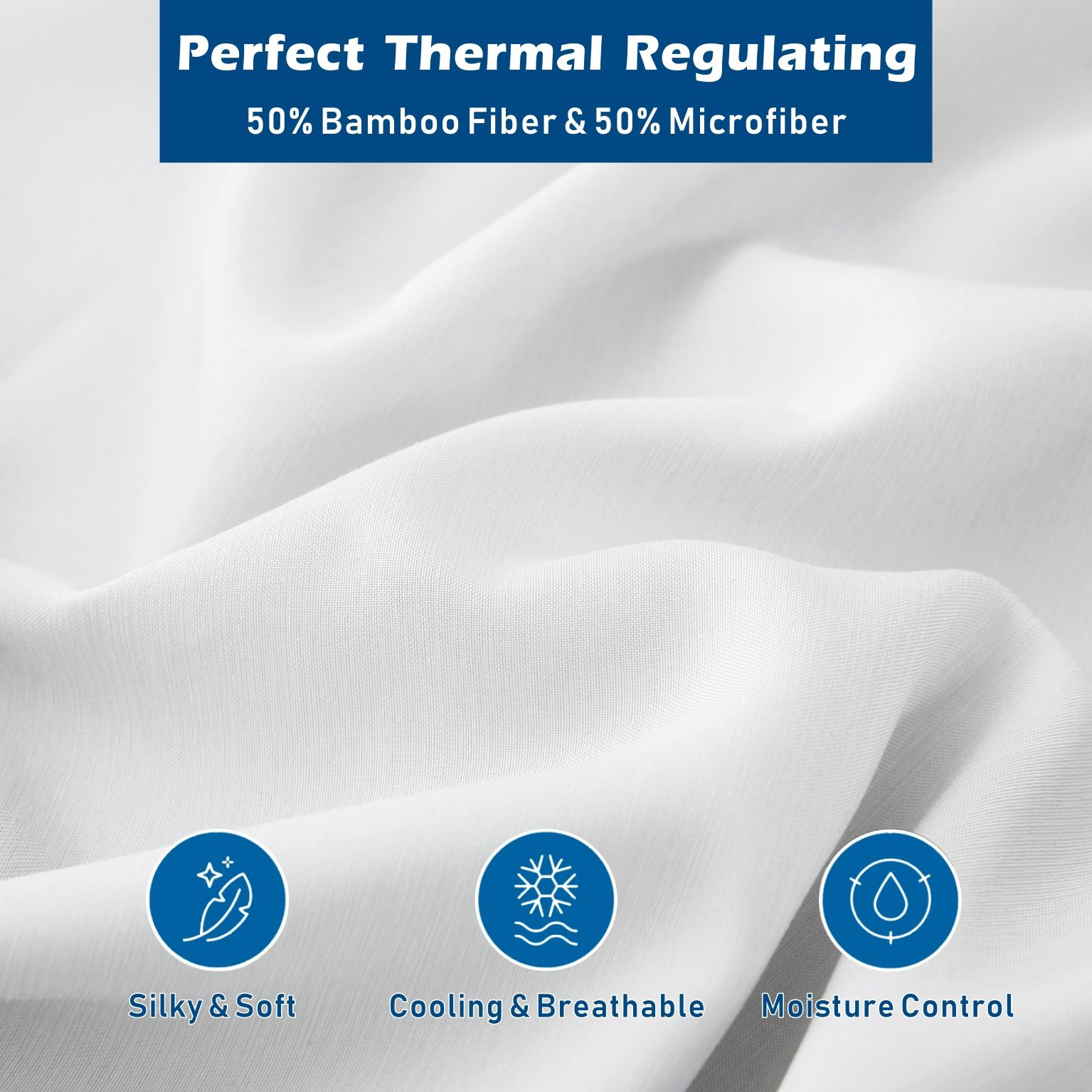 3 Piece Hotel Bamboo Cooling Sheet Set -Ultra Soft 2000TC Breathable Bed Sheets Set with 37 Centimetre Deep Pocket-Cooling Sheets for Hot Sleepers(White,King Single) - Image 2