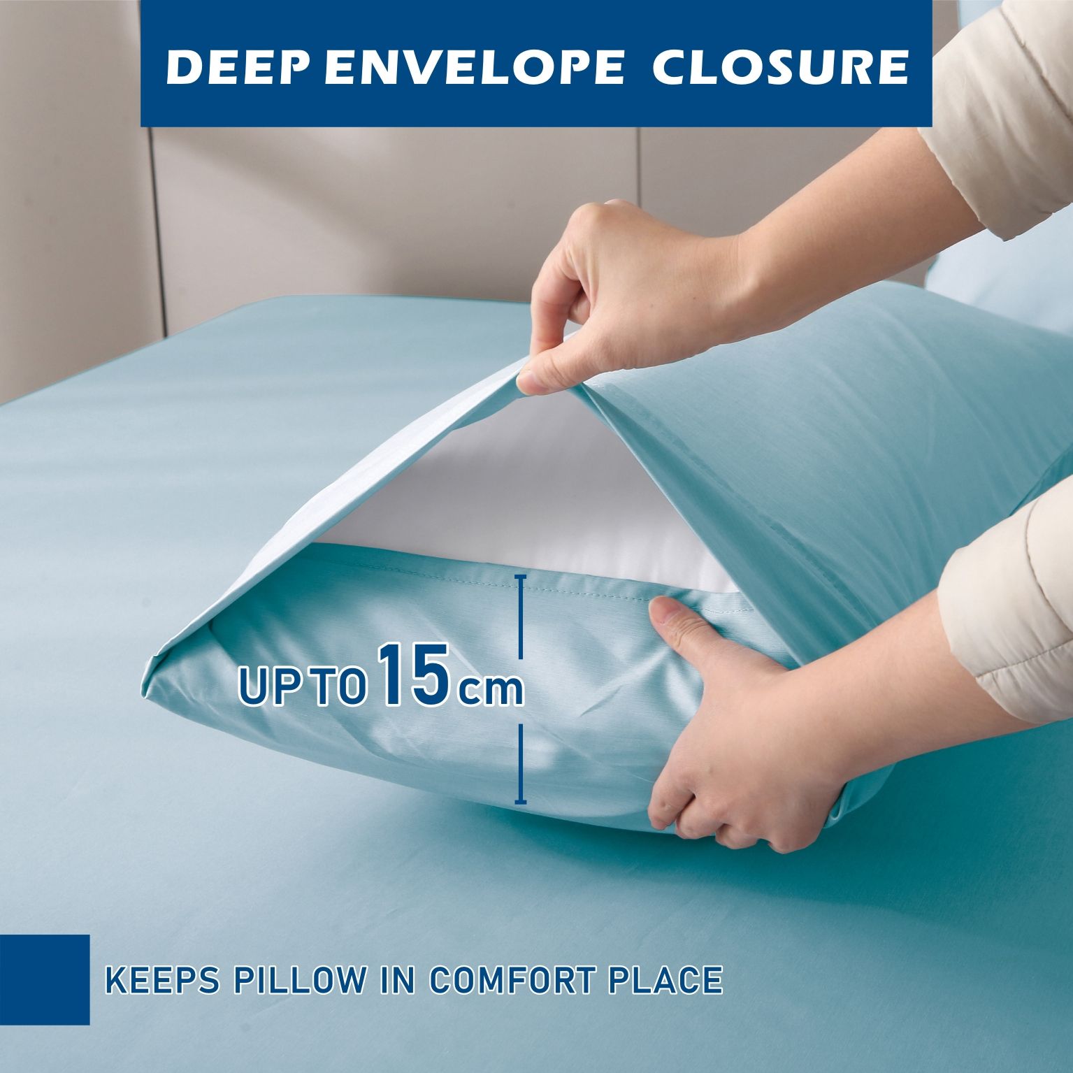 3 Piece Hotel Bamboo Cooling Sheet Set -Ultra Soft 2000TC Breathable Bed Sheets Set with 37 Centimetre Deep Pocket-Cooling Sheets for Hot Sleepers(Sky Blue,King Single) - Image 5