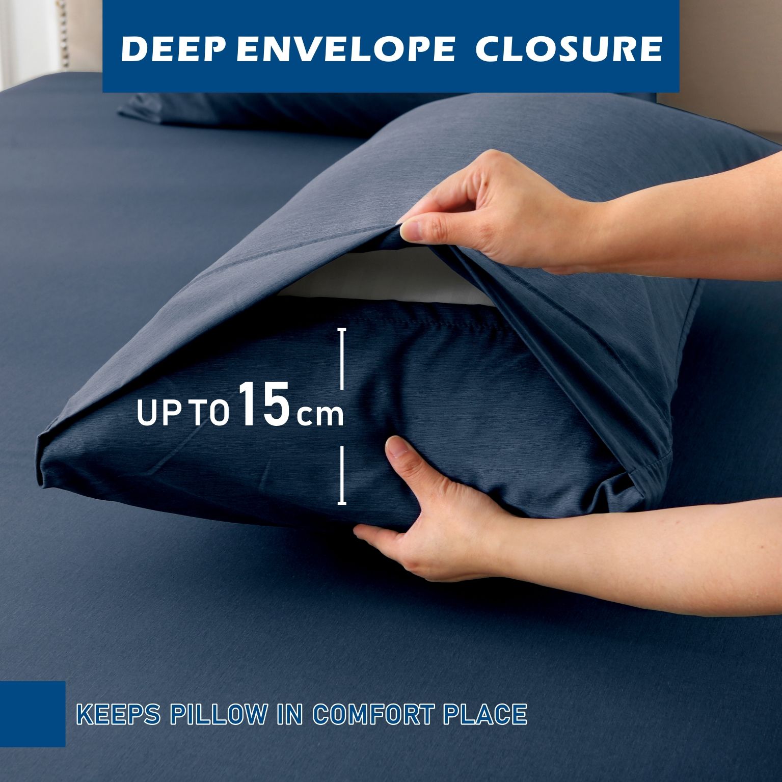4 Piece Hotel Bamboo Cooling Sheet Set -Ultra Soft 2000TC Breathable Bed Sheets Set with 37 Centimetre Deep Pocket-Cooling Sheets for Hot Sleepers(Navy,Queen) - Image 5