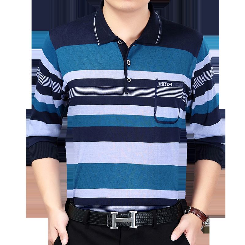 Men Pullover Collar Striped Knitwear Breathable... Red L - Image 6