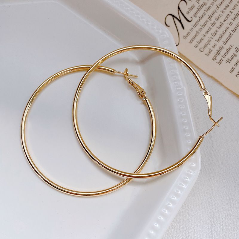 Mori Wai Metal Earrings Geometry Circle 925 Silver E2455 gold 6cm - Image 1