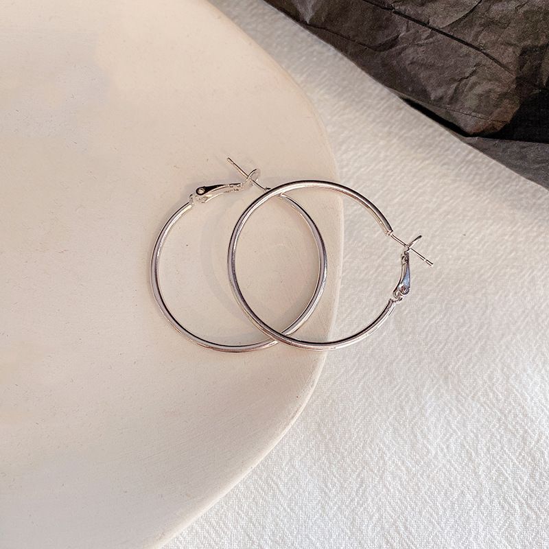 Mori Wai Metal Earrings Geometry Circle 925 Silver E2455 Silver 4cm - Image 1
