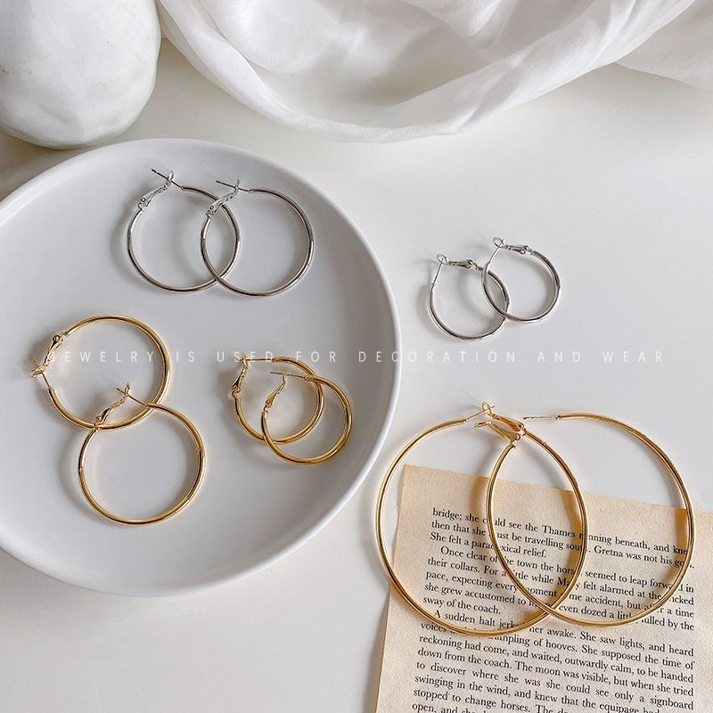 Mori Wai Metal Earrings Geometry Circle 925 Silver E2455 Silver 4cm - Image 3