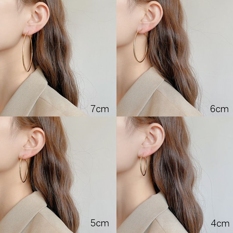 Mori Wai Metal Earrings Geometry Circle 925 Silver E2455 Silver 4cm - Image 4