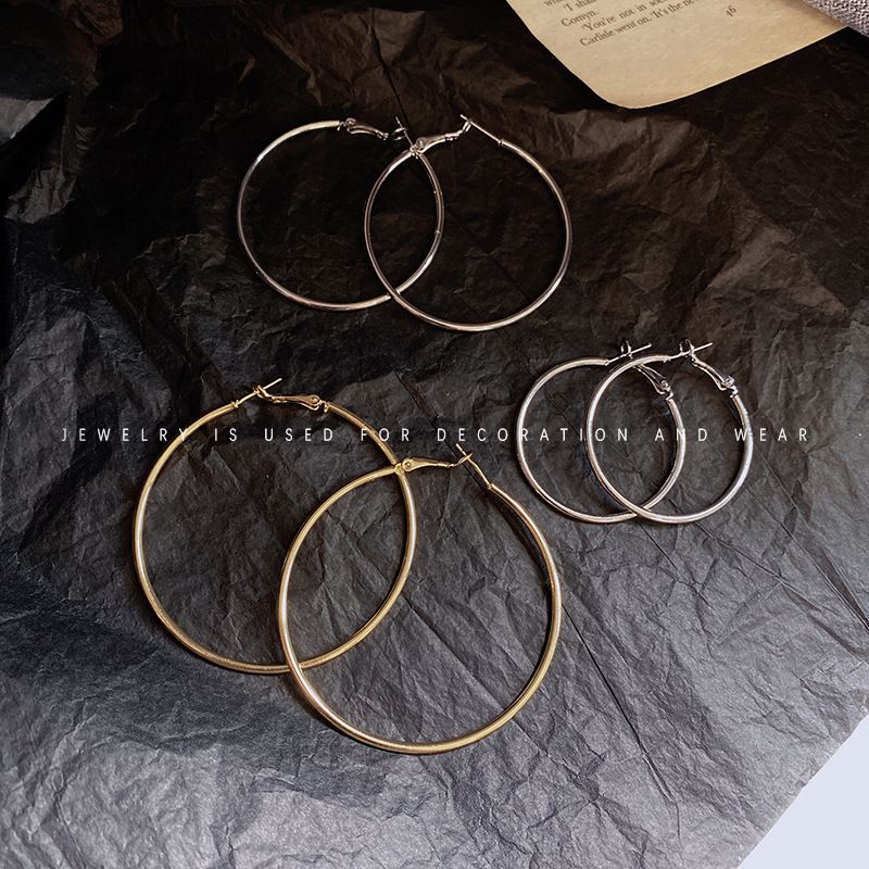 Mori Wai Metal Earrings Geometry Circle 925 Silver E2455 Silver 4cm - Image 5