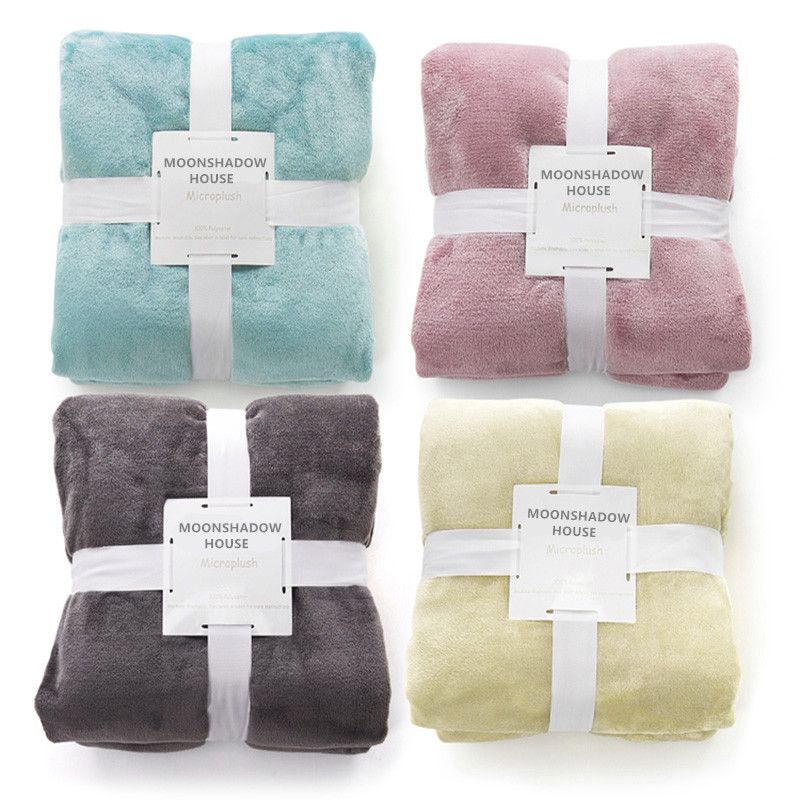North East Flannel Blanket Polyester Solid Color shallow powder 127cmX152cm - Image 1