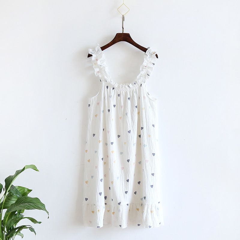Garmina Women Cotton Sling Nightdress Long Summer White Love Sling M - Image 1