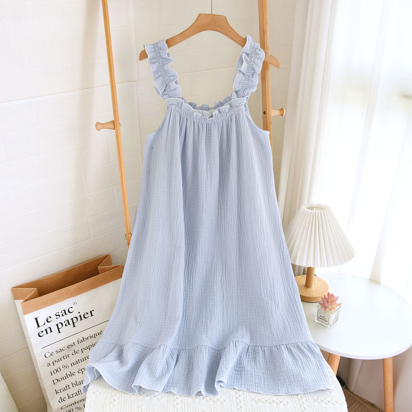 Garmina Women Cotton Sling Nightdress Long Summer White Love Sling M - Image 4