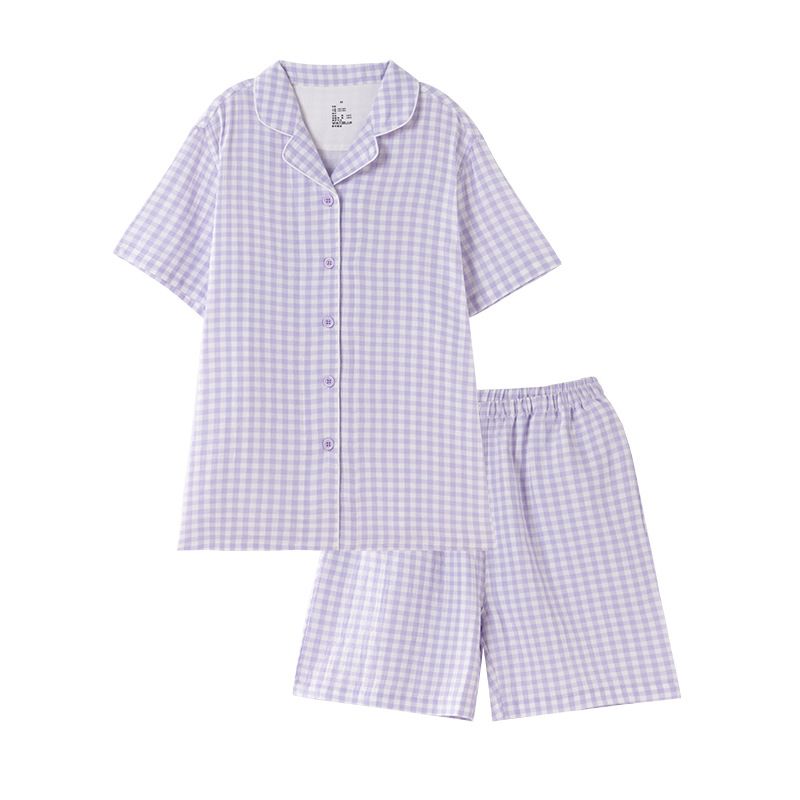 Cotton Short Sleeve Japanese Leisure Sleep Shorts Set Men's Navy-short-sleeved shorts - Image 4